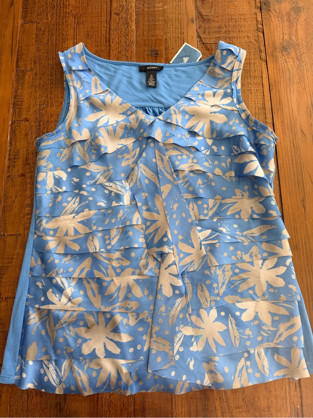 Alfani Girls' Blue Floral Ruffle Tank Dress